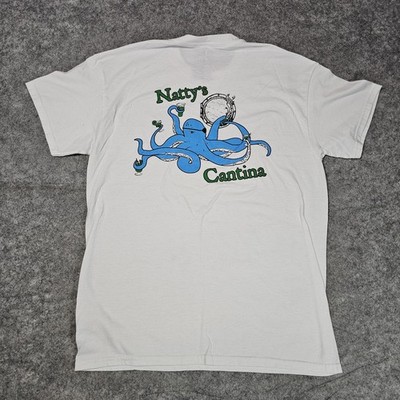 Natty's Cantina Graphic T Shirt Adult M White Octopus Cigars Drinks