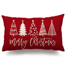 DFXSZ Merry Christmas Pillow Cover 12x20 Farmhouse Christmas Throw Lumbar Pil...