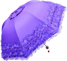 Princess Lace Folding Umbrella Anti-UV Dome Parasol Sun Rain Protection