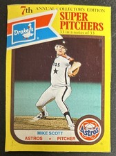 1987 Topps Drake’s Super Pitchers Mike Scott Baseball Card #33 Astros Poor