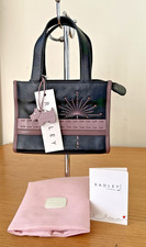 BNWT Black Leather Radley Handbag With Dog Tag, Care Card  & Dust Cover