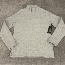 Rhone Pullover Mens Small Heather Gray Weekender Quilted Snap Placket Side Zip