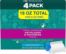 4 Pack, Toms, Fluoride Free, Anti plaque, Whitening, Natural Toothpaste, 1.2LB