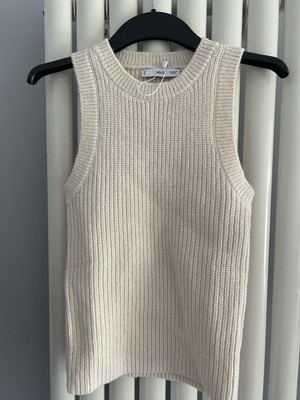 Neu MNG Mango Damen gerippt Wollmischung V-Ausschnitt Weste xs
