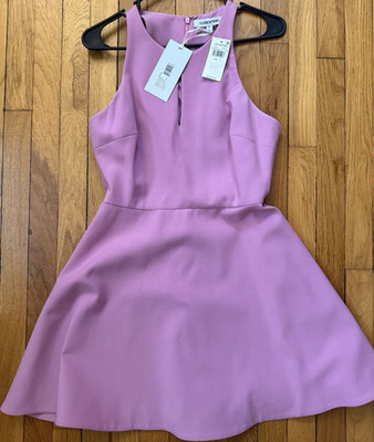 Elizabeth and James Pink Solid Sleeveless Fit & Flare Keyhole Short Dress 8