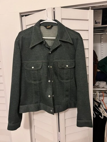 70s RETRO W/ COLLAR POLY SNAP-BUTTON LEE TRUCKER JACKET - product listing photo