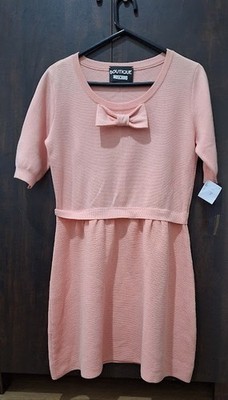 Boutique Moschino Aeffe Dress Party Pink  Knit  USA 10 UK 12 EUR 38 Short Sleeve
