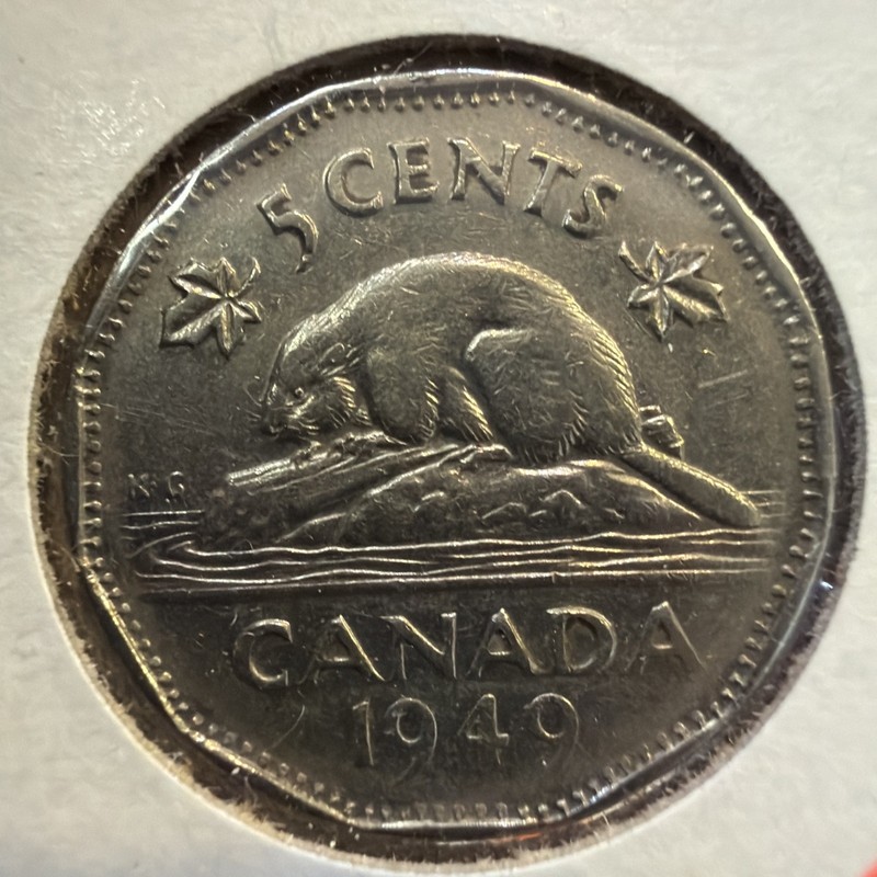 1949 Canada 5 Cent George VI Canadian  Nickel Coin Five Cents U261