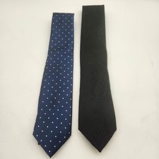 MICHAEL KORS Men's 100 Silk Tie  Charcoal Rich Paisley  Blue With White Polka