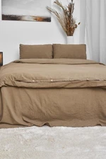 Brown linen Duvet comfoter  Cover with buttons king queen and other custom size