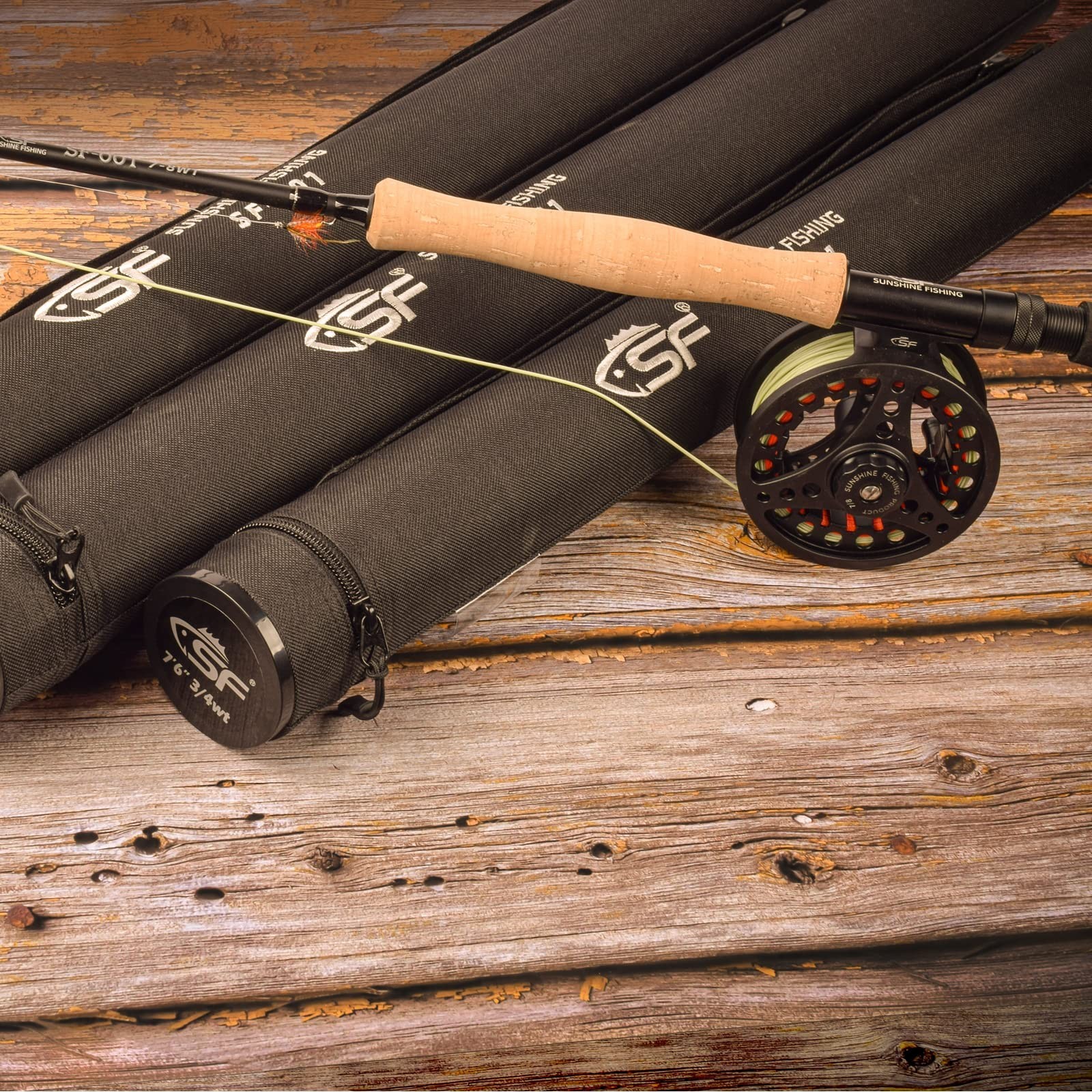 SF Fly Fishing Rod and Reel Combo 7.6FT 3/4/5/6/7/8WT 4-Piece IM7 Carbon Fibe...