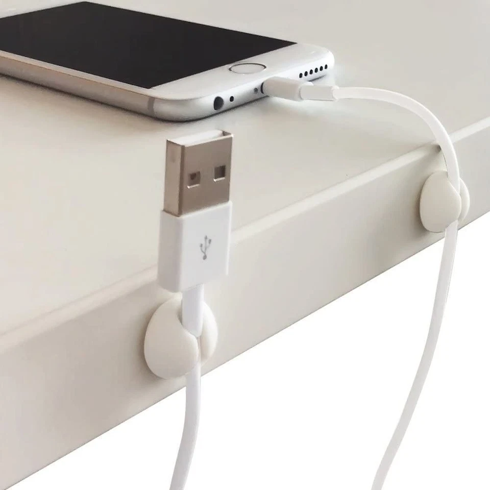 Carrete de cable organizador de 10 piezas cargador de gestión de cables clip de escritorio soporte de cable EE. UU. Foto 2 de 4