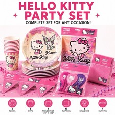 Hello kitty  Birthday Party Set Plates Cups Balloons Banner Table Cover Napkins