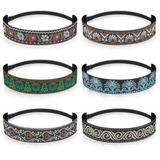 6 Pcs Woman Adjustable Headband Non Slip Velvet Lined Retro Style Stretch Cut...