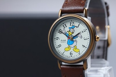 Vintage 1990 Seiko Alba V515-6420 Disney Donald Duck Quartz Womens Watch JAPAN