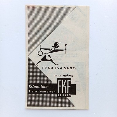 1963 FKF Fleischkonserven Berlin Eva Werbeanzeige Werbung Reklame Advertising