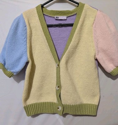 SO Color Block Cardigan Small 