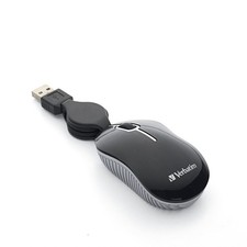 Wired Optical Computer Mini USB-A Mouse - Plug  Play Corded Small Travel Mouse