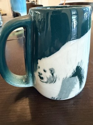 Vintage Matthew Adams Alaska Pottery Polar Bear Mug Signed #112A Blue MCM