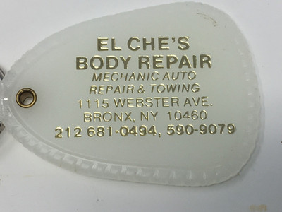 El Che's Body Repair 1115 Webster Ave Bronx NY Keychain, New York Key Ring