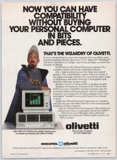 Olivetti Vintage 1984 Print Ad Personal Computer Wizardry Technology