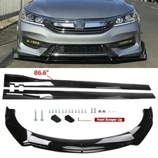 Front Bumper Lip Spoiler Splitter Body Kit+ Side Skirt For Honda Accord Civic
