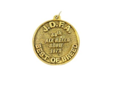 Vintage J.D.F.A. 60th All Breed Show 1972 Best Of Breed Dog Tag Medal Gold Tone