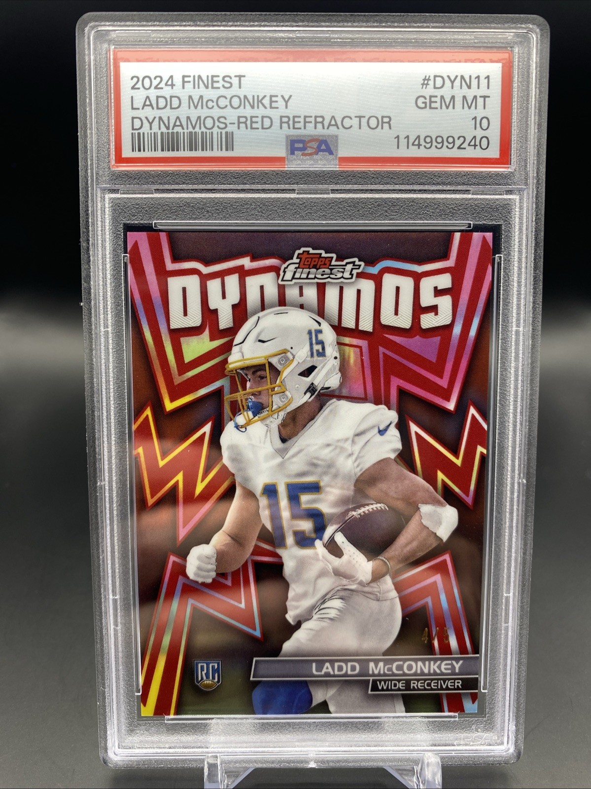 Ladd McConkey Topps Finest Dynamos #DYN11 Red Refractor