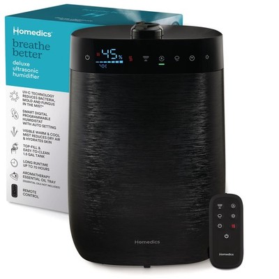 Homedics Deluxe Ultrasonic Humidifier For Large Rooms Warm Or Cool Mist Uv-C