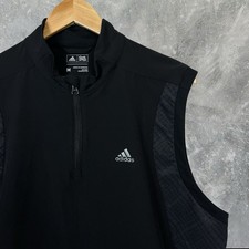 Adidas Golf Vest Mens Medium Climacool Performance Athletic Black 1/4 Zip