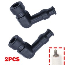 2Pcs Spark Plug Caps Rubber Threaded Type Fitting Black Motorcycle Motorbike HOT