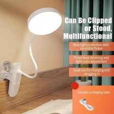 LED Desk Lamp Gooseneck Adjustable Lamp with Clamp Eye-Caring Reading Desk Light