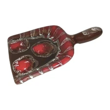 Vintage Ceramic Dust Pan Ashtray Catchall Lava Look Red Brown White MCM 10x6x2