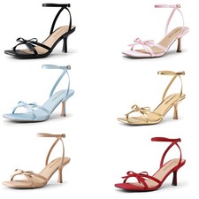 Women Elegant Wedding Heeled Sandals 2.95inch Kitten Heels Bridal Dress Sandals