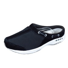 Easy Spirit Travelport 36 Women Mule Clog Size 9 Walking Black Leather Textile