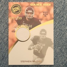 Press Pass Signature Edition Game Day Gear Stephen McGee Gold GDG-SM Rookie /299