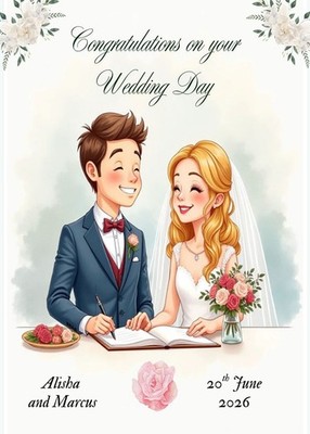 Herzlichen Glückwunsch zur Hochzeit personalisiert Paar Namen und Datum der Hochzeit