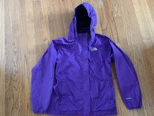Girl The North Face Hyvent Purple Hooded Rain Coat Windbreaker Youth Large 14-16