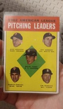 1963 Topps - League Leaders Jim Bunning, Ralph Terry, Camilo Pascual #8