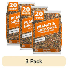  3 pack Peanut  Sunflower Wild Bird Feed and Seed, Dry, 1 Count per Pack, 20lb