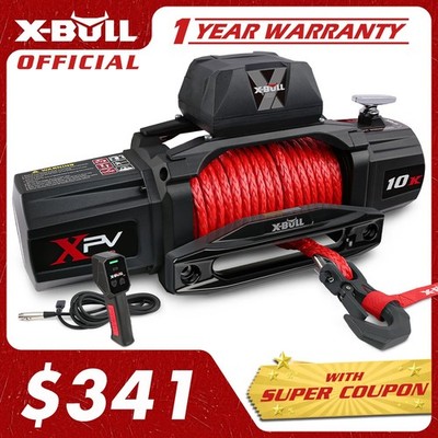 X-BULL Electric Winch 10000LBS XPV 12V Jeep Synthetic Rope Towing Truck Off-Road