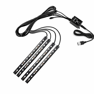 LED Car Interior 4pc, LED Light Strips Auto Car Interior Light LED Music Lightin
