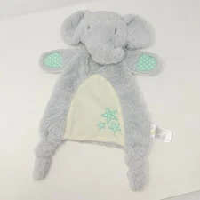 Animal Adventure Elephant Lovey Plush Baby Blanket Green Dot Stars Knotted