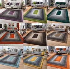 Modern Area Rugs Thick Contemporary Mats Low Pile Abstract Border Design Carpets