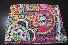 Indian Handmade Quilt Vintage Kantha Bedspread Throw Cotton Blanket Queen Gudari