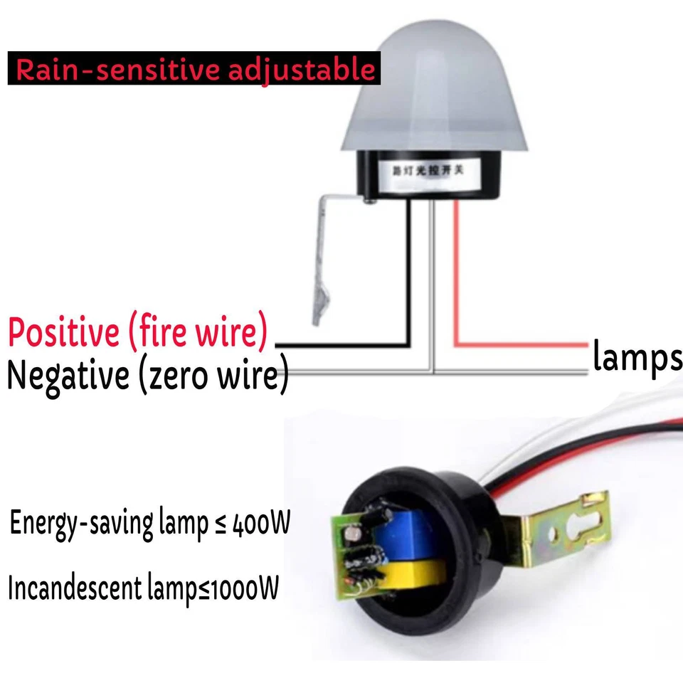 2Pcs 12V 10A Photoswitch Sensor, Auto On/Off Street Light Switch, Adjustable Tim - Image 2 of 4
