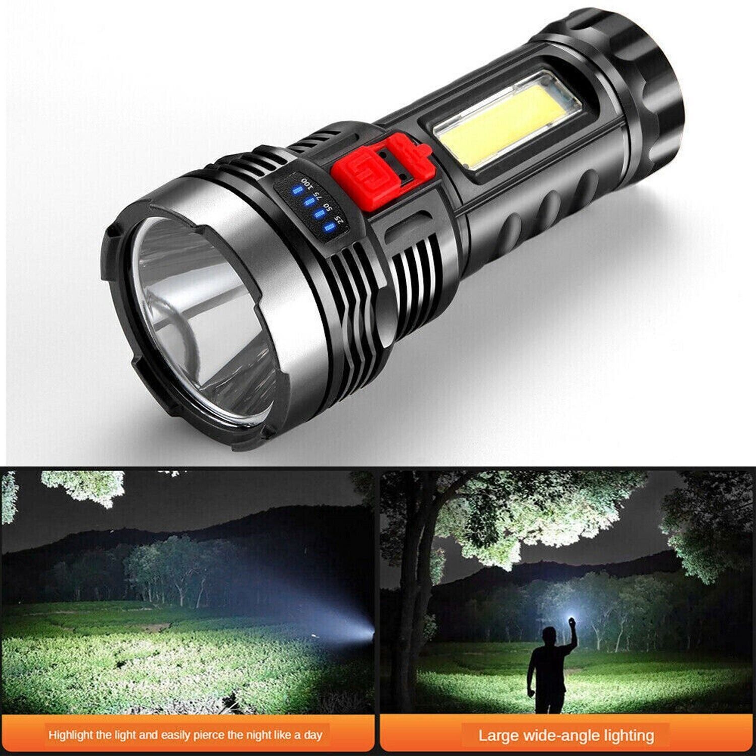 2 Pack LED Super Bright Flashlight Rechargeable Torch Tactical Lamp USB+ Battery - Picture 14 of 15