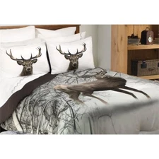 Safdie & Co. 3-piece Deer Microfiber Double Queen Comforter Set in Multi-Color