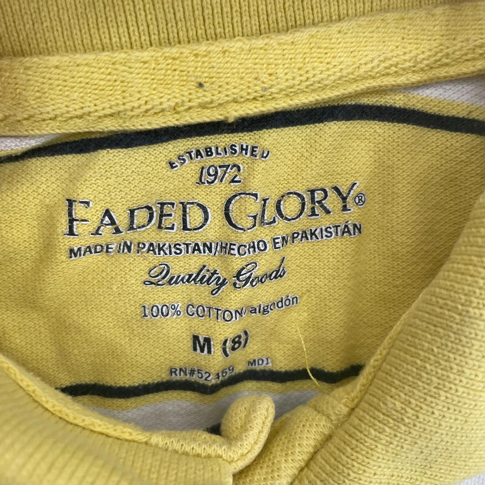 Faded Glory Shirt Youth Boy's Yellow Striped Polo Size 8 Collared Short Sleeve - Image 2 of 4