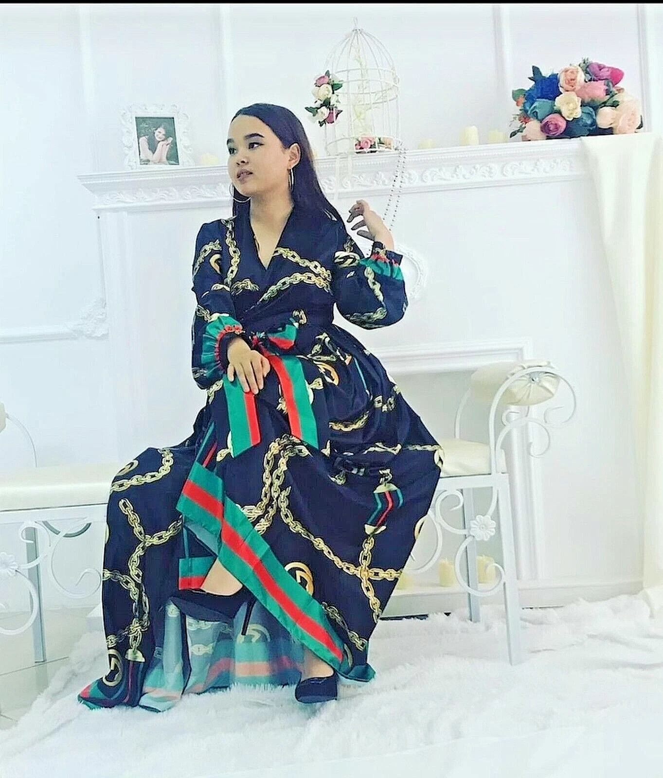 Robes femme, odeur longue, satin manches longues. Türkiye. la sous marque Gucci